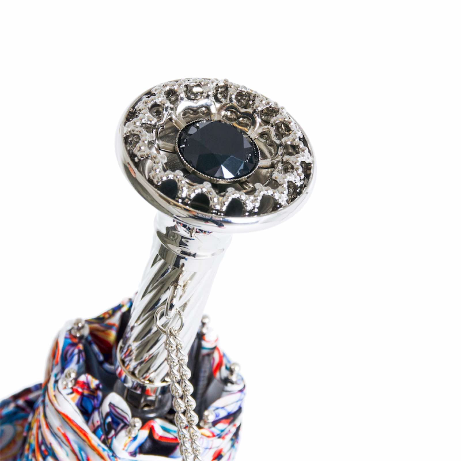 Brass Handle Folding Manual Opening Umbrella - Handmade in Italy