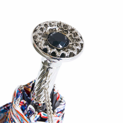 Brass Handle Folding Manual Opening Umbrella - Handmade in Italy