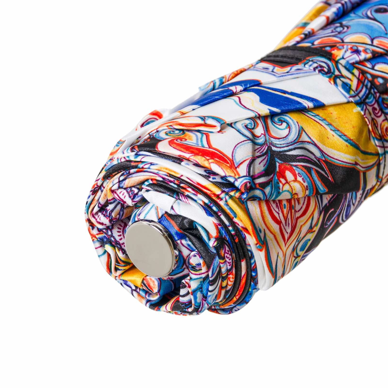 Brass Handle Folding Manual Opening Umbrella - Handmade in Italy