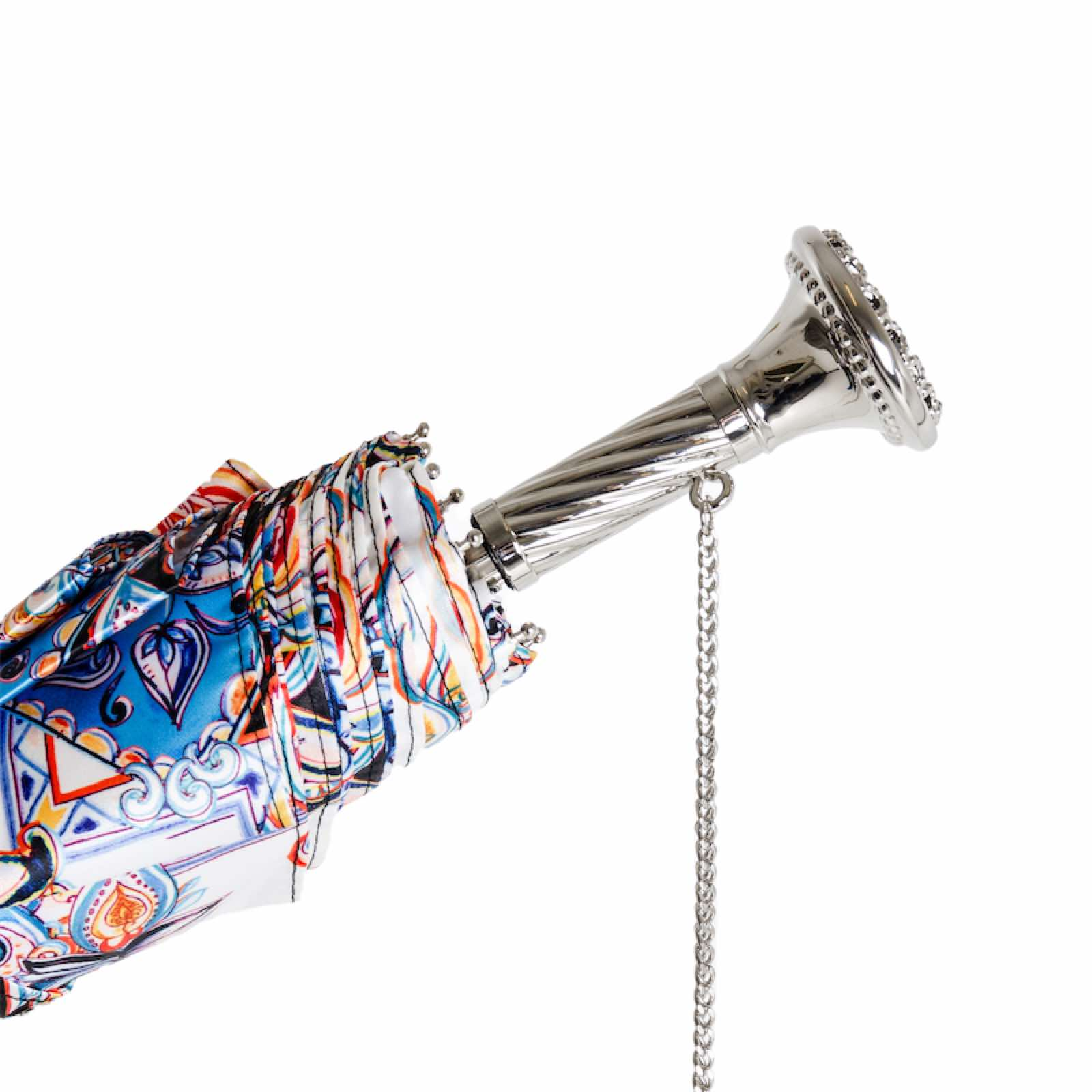 Brass Handle Folding Manual Opening Umbrella - Handmade in Italy