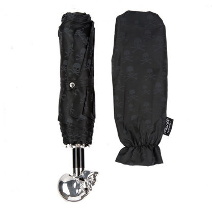 Exclusive Silver Skull Folding Umbrella – Handmade in Italy