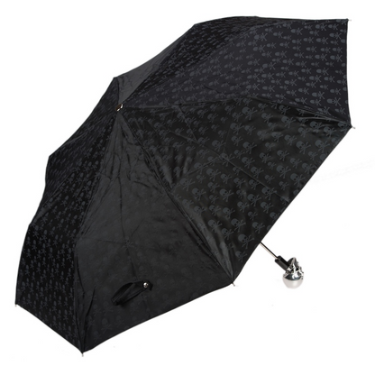 Exclusive Silver Skull Folding Umbrella – Handmade in Italy