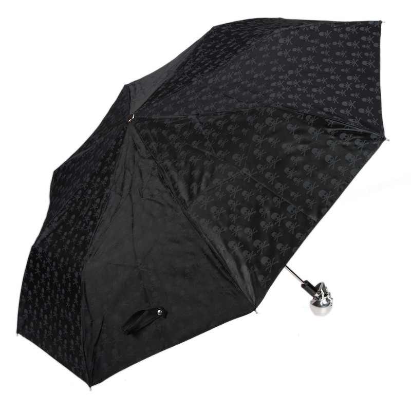 Exclusive Silver Skull Folding Umbrella – Handmade in Italy