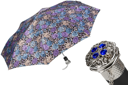 Elegant Flowered Design Folding Umbrella – Handmade in Italy