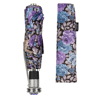 Elegant Flowered Design Folding Umbrella – Handmade in Italy