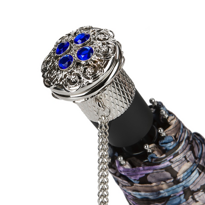 Elegant Flowered Design Folding Umbrella – Handmade in Italy