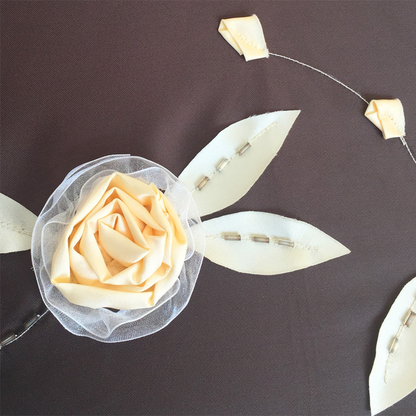 Luxury Hand Embroidered Brass Handle Double Cloth Umbrella