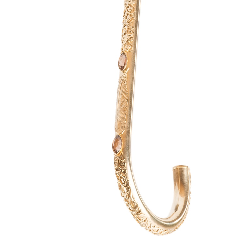 Luxury Hand Embroidered Brass Handle Double Cloth Umbrella