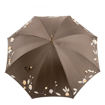Luxury Hand Embroidered Brass Handle Double Cloth Umbrella
