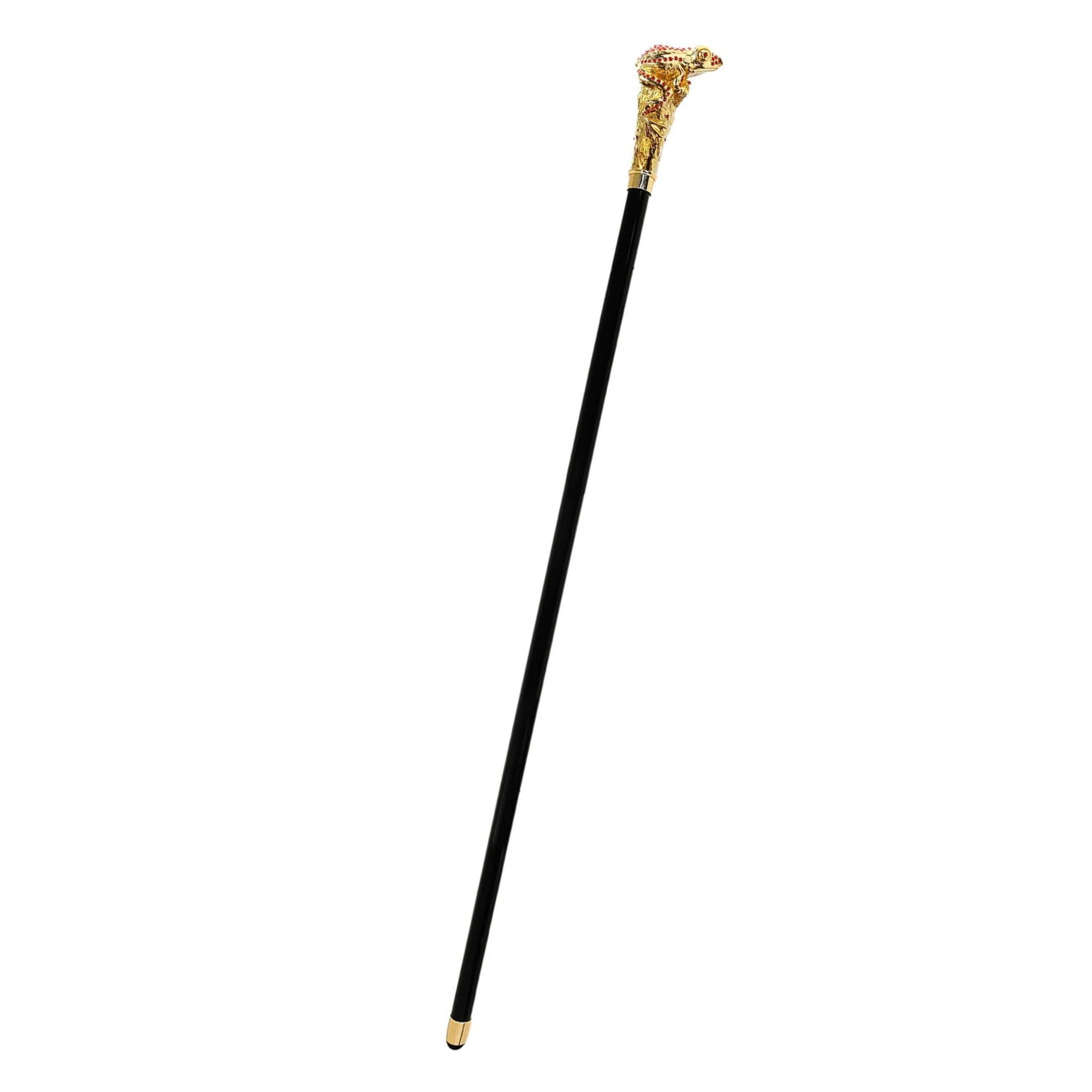 Luxury Gold Frog Walking Cane – 24K Gold-Plated with Swarovski Crystals