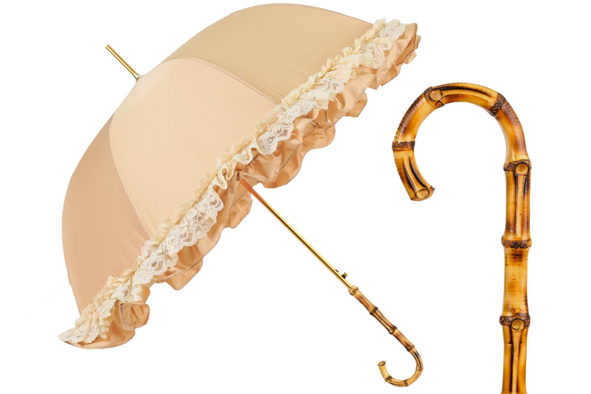 Timeless Retro-Style Umbrella-Parasol with Ruffles and Lace