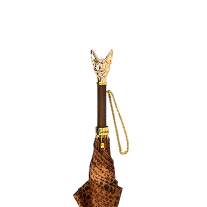 Luxury Women's Umbrella with 24K Gold-Plated Cat Handle