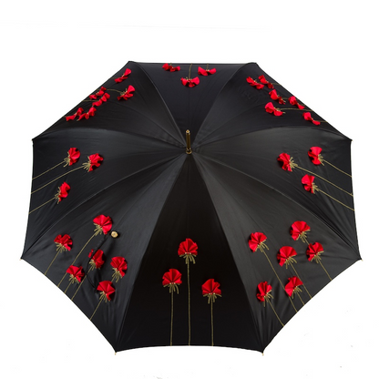 Luxury Brass Handle Poppies Umbrella – Manual Opening