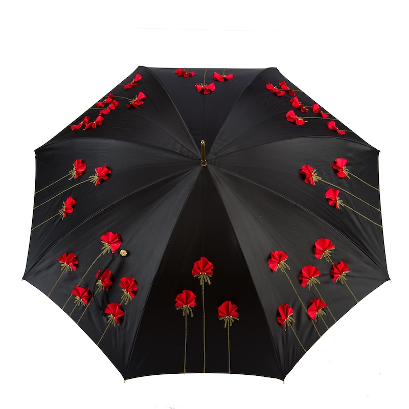 Luxury Brass Handle Poppies Umbrella – Manual Opening