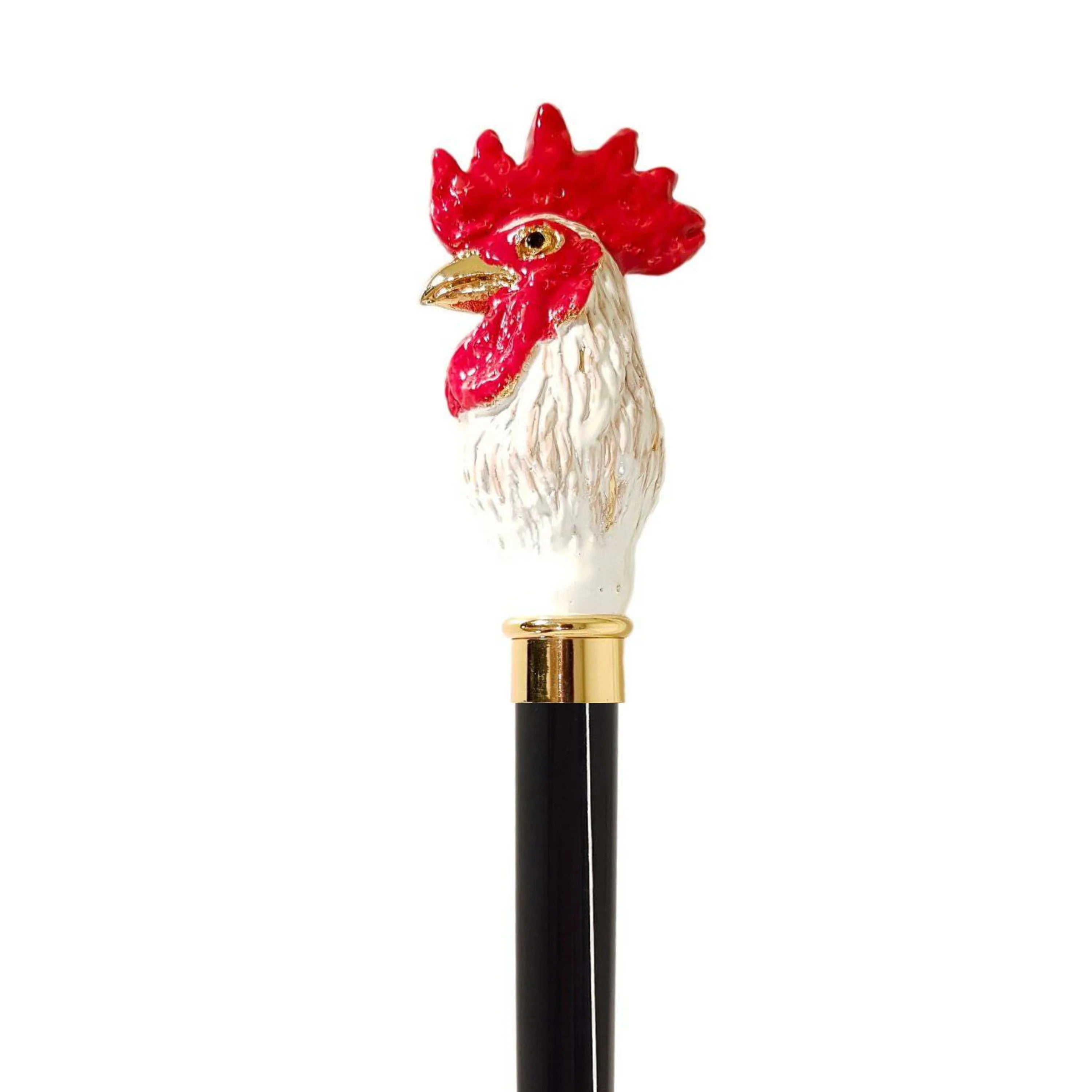 Luxury Gold Rooster Walking Cane – 24K Gold-Plated Art Cane