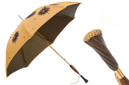 Sunflower Luxury Umbrella with Swarovski Handle – Manual Opening