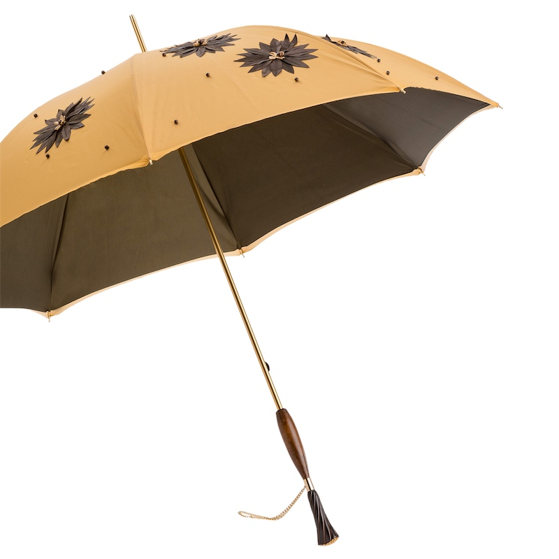 Sunflower Luxury Umbrella with Swarovski Handle – Manual Opening