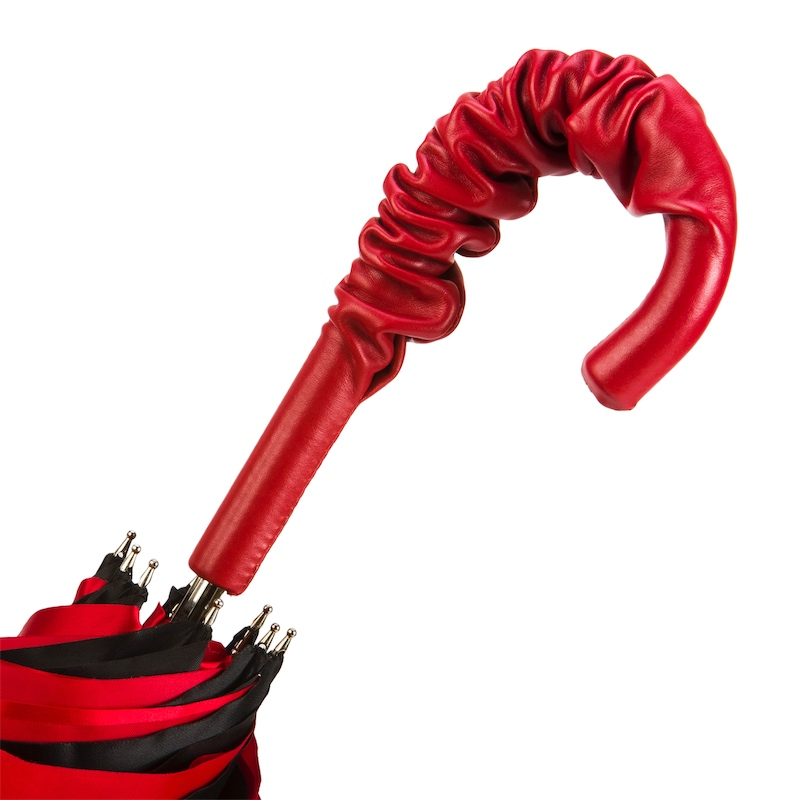Unique Leather Handle Double Cloth Umbrella with Red Roses