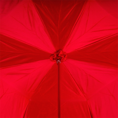 Unique Leather Handle Double Cloth Umbrella with Red Roses