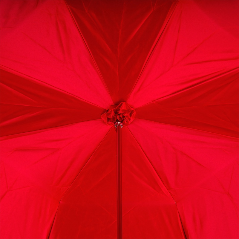 Unique Leather Handle Double Cloth Umbrella with Red Roses