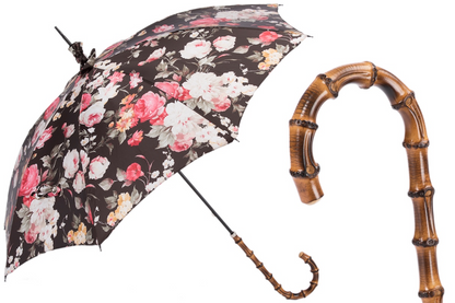 Flowered Parasol with Bamboo Handle – Handmade Umbrella