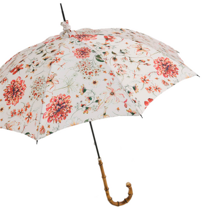 Flowered Parasol with Whangee Handle – Handmade Umbrella