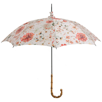 Flowered Parasol with Whangee Handle – Handmade Umbrella
