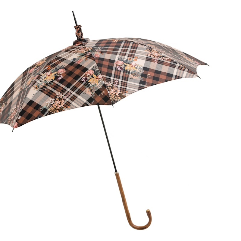 Designer Tartan Floral Parasol – Classic Style Umbrella