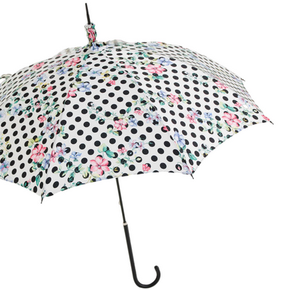 Polka Dot Parasol with Flowers – Romantic Vintage Umbrella