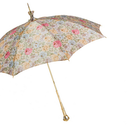 Manual Opening Flowered Parasol – Handmade Italian Umbrella