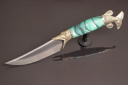 Handmade Designer Knife Pike with N690 Steel and Acrylic Handle - Elegant Knives