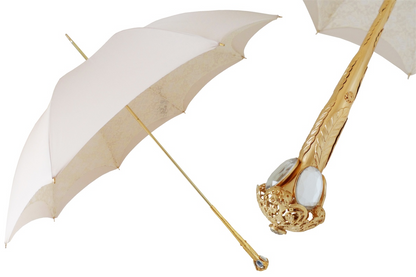 Elegant Ecru Umbrella, Double Cloth Parasol – Handmade in Italy