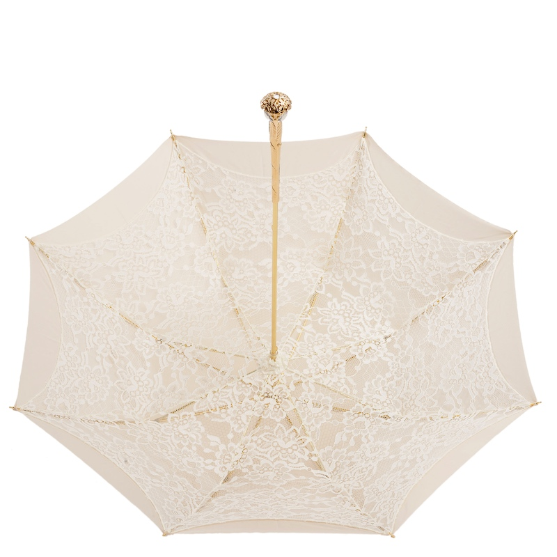 Elegant Ecru Umbrella, Double Cloth Parasol – Handmade in Italy