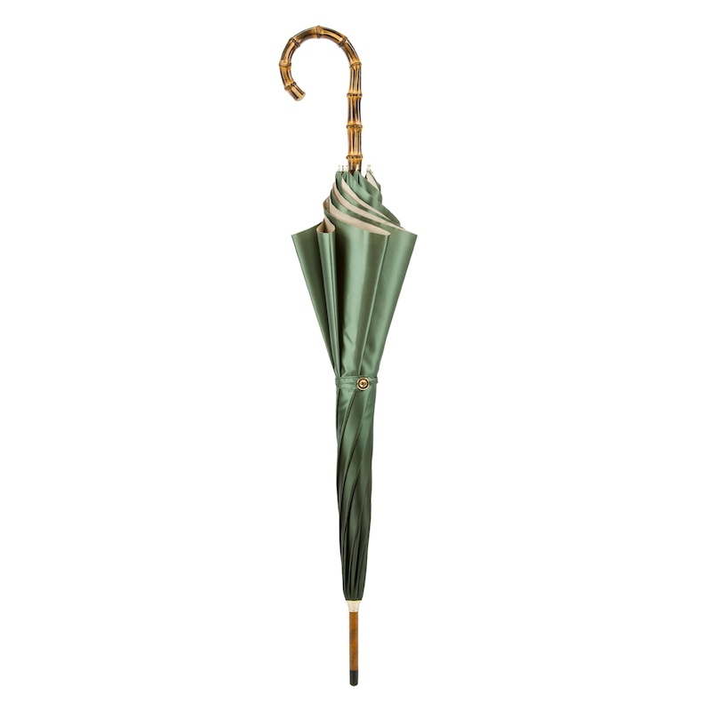 Bamboo Handle Double Cloth Umbrella with Bridles Print