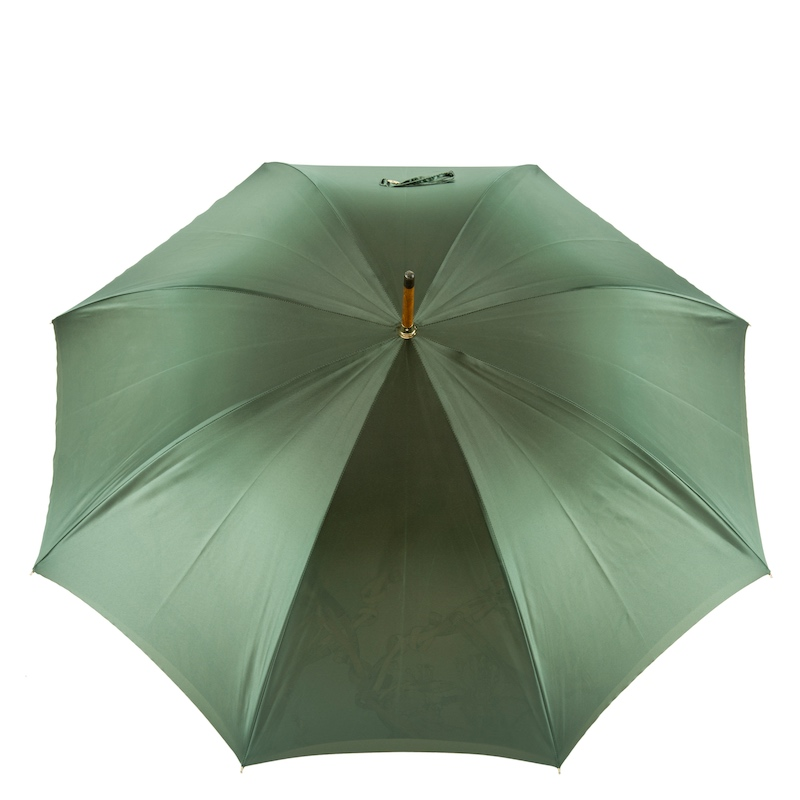 Bamboo Handle Double Cloth Umbrella with Bridles Print