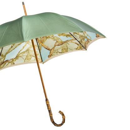 Bamboo Handle Double Cloth Umbrella with Bridles Print