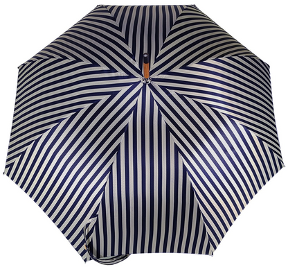 Sophisticated Double-Canopy Men’s Umbrella in Blue Striped Jacquard