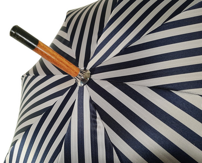 Sophisticated Double-Canopy Men’s Umbrella in Blue Striped Jacquard