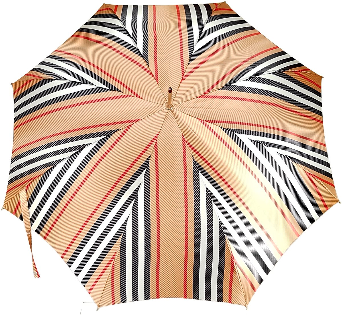 Luxury Striped Men’s Umbrella with Whangee Bamboo Handle