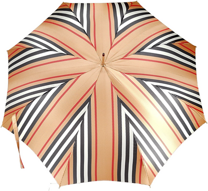Luxury Striped Men’s Umbrella with Whangee Bamboo Handle