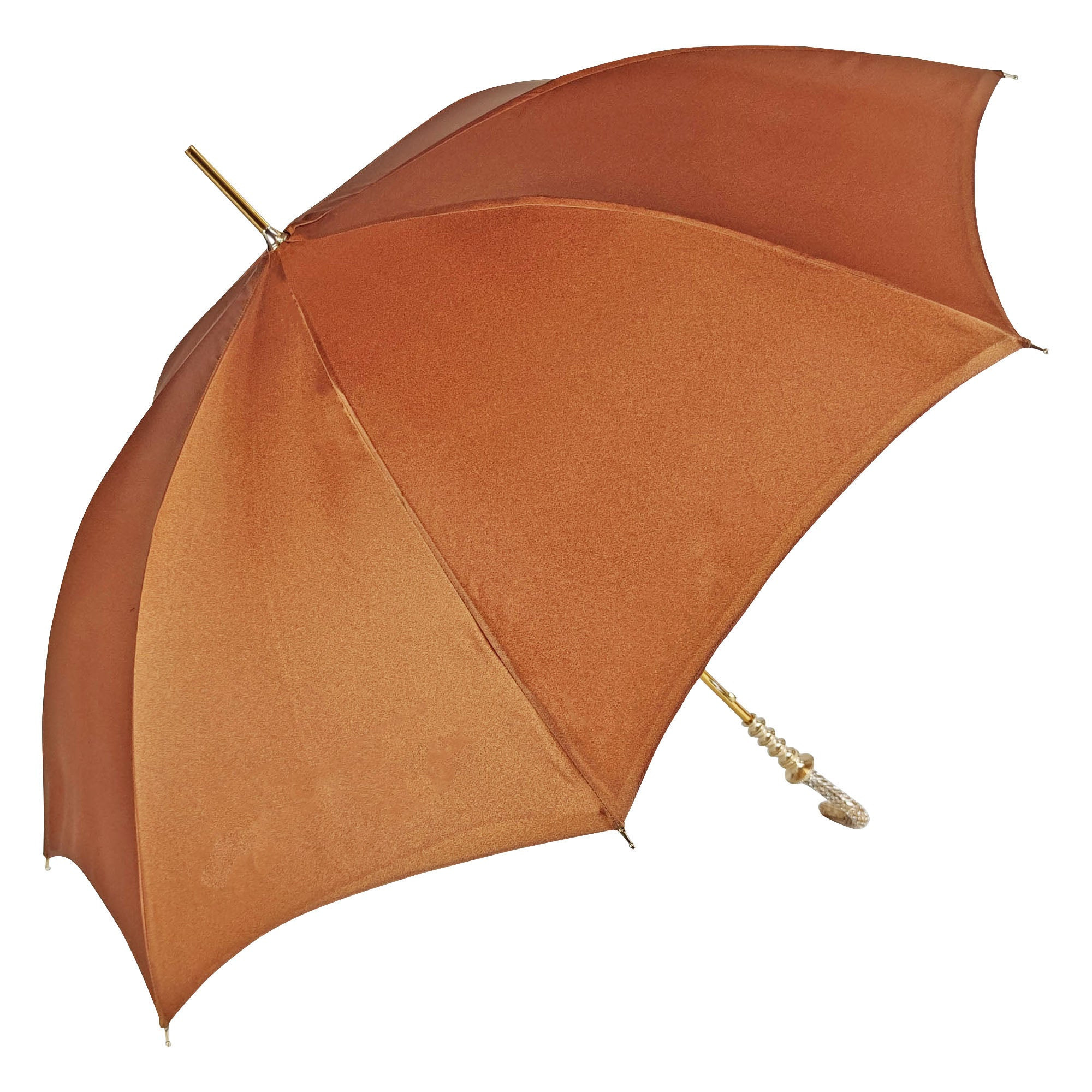 Handmade Classic Fancy Umbrella with 24K Gold-Plated Swarovski Handle