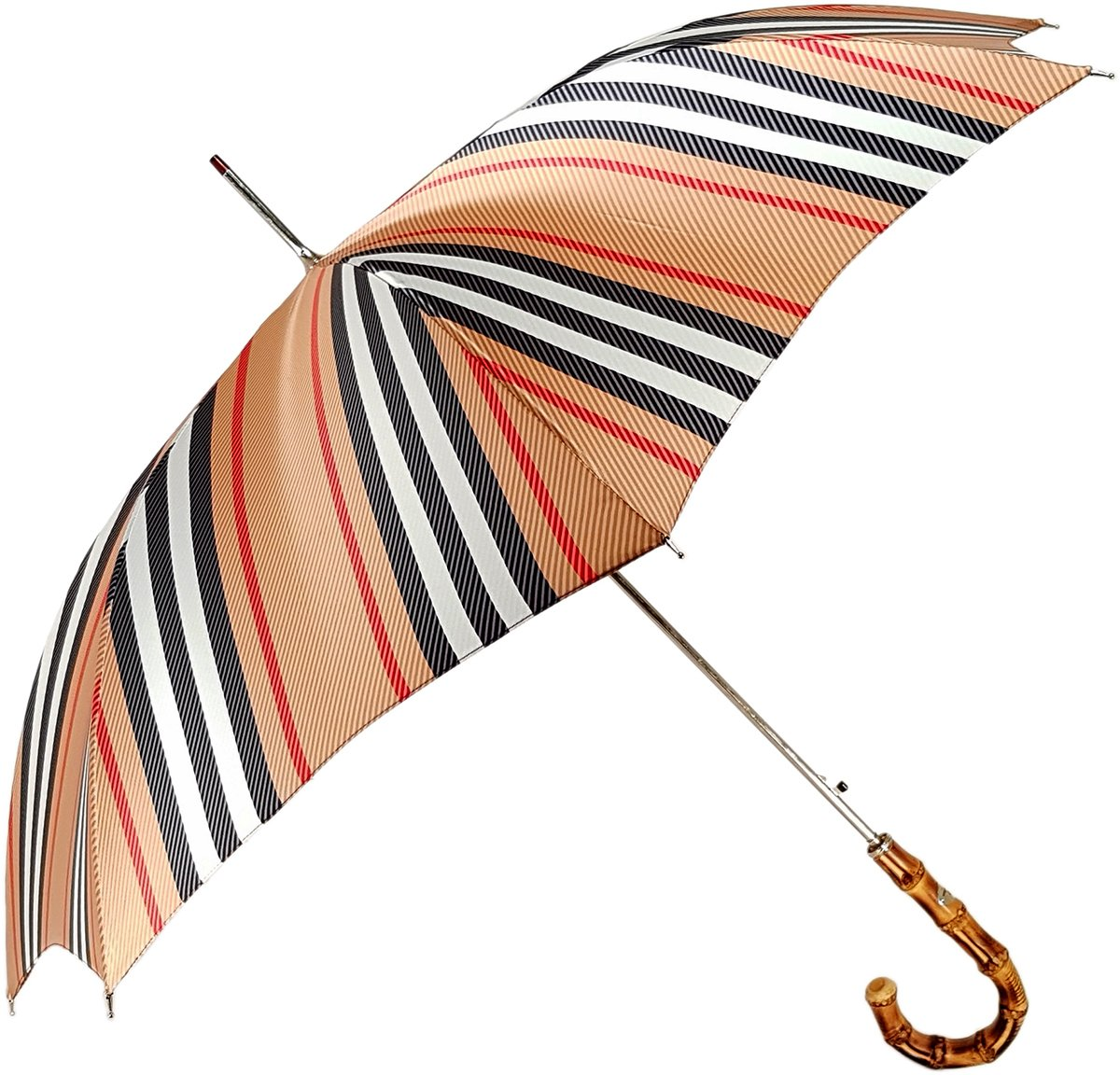 Luxury Striped Men’s Umbrella with Whangee Bamboo Handle
