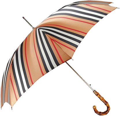 Luxury Striped Men’s Umbrella with Whangee Bamboo Handle