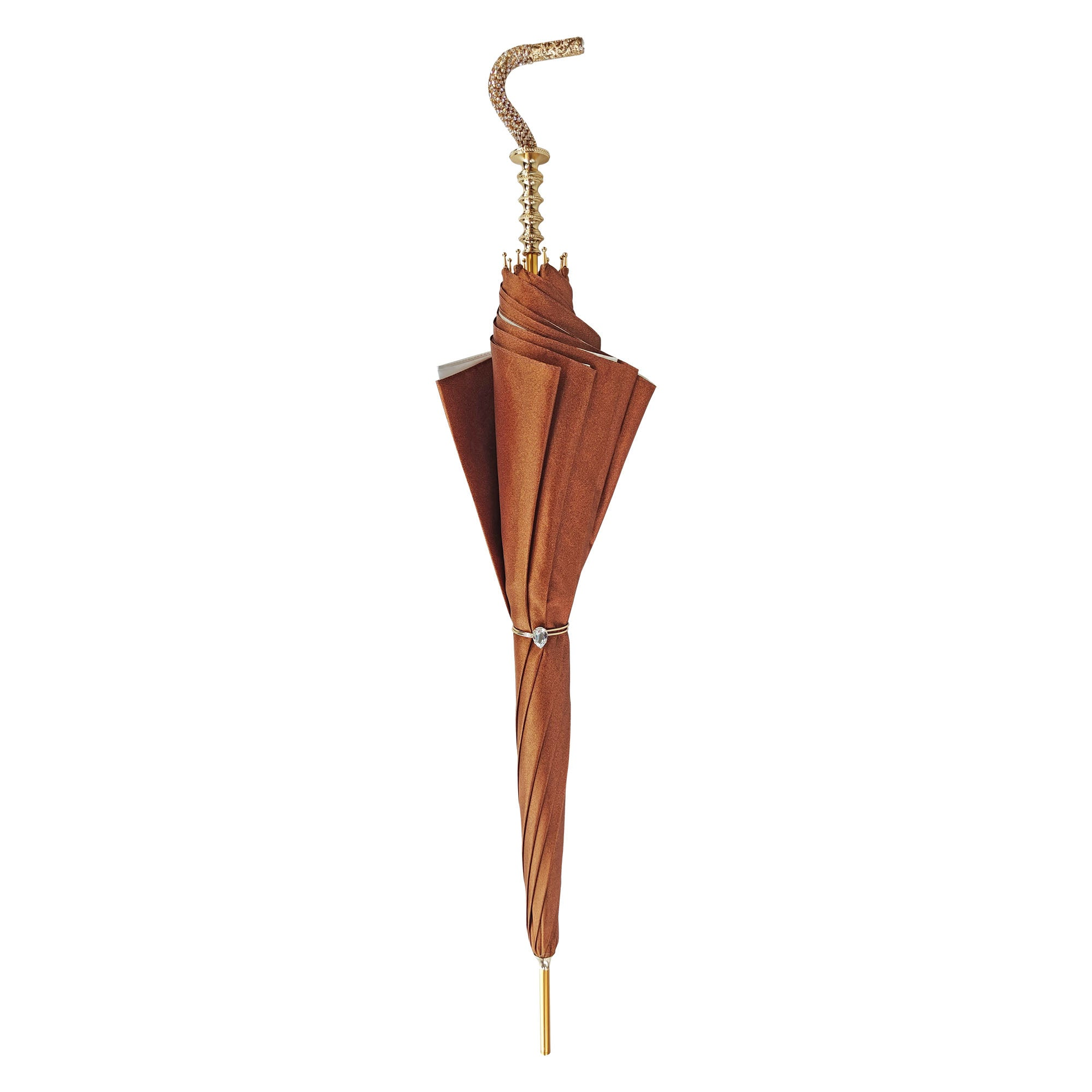 Handmade Classic Fancy Umbrella with 24K Gold-Plated Swarovski Handle