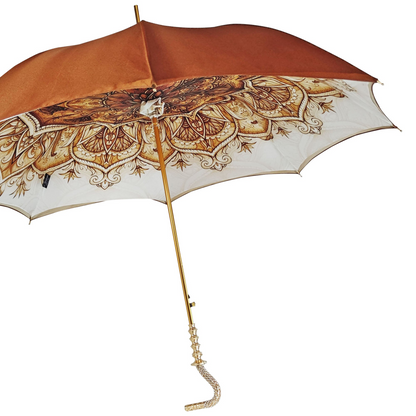Handmade Classic Fancy Umbrella with 24K Gold-Plated Swarovski Handle