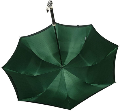 Distinguished Men’s Double-Canopy Umbrella with Sculpted Dog Handle
