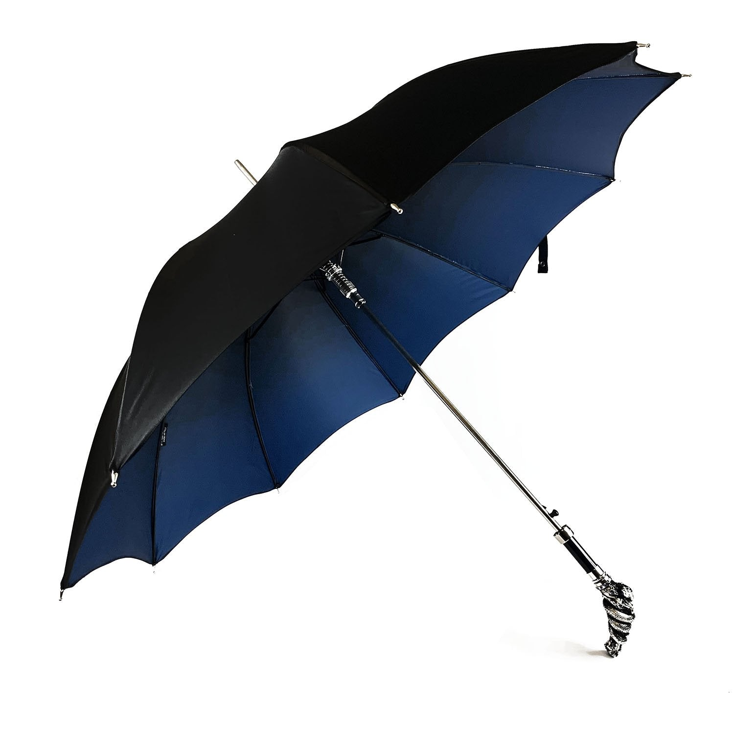 Double-Canopy Umbrella with Silver Snake Handle and Sapphire Crystals
