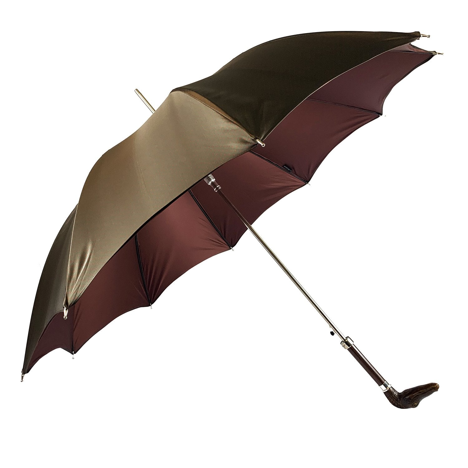 Luxury Refined Two-Tone Umbrella with Antique Crocodile Handle