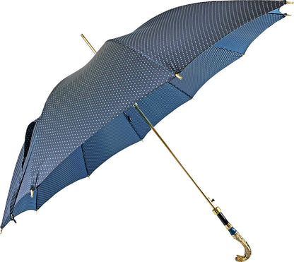 Luxury Jaquard Umbrella with Hand-Enameled 24K Gold Snake Handle