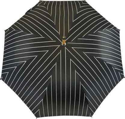 Refined Double-Canopy Men’s Umbrella in Grey and Blue Stripes